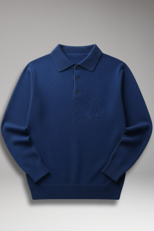 Men's Knitted Polo Shirt Button Front - VibreMode