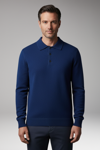 Men's Knitted Polo Shirt Button Front