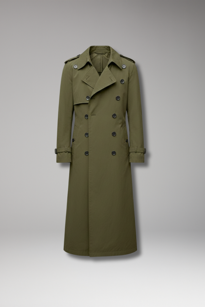 Men's Trench Coat Belted Button Front Design - VibreMode