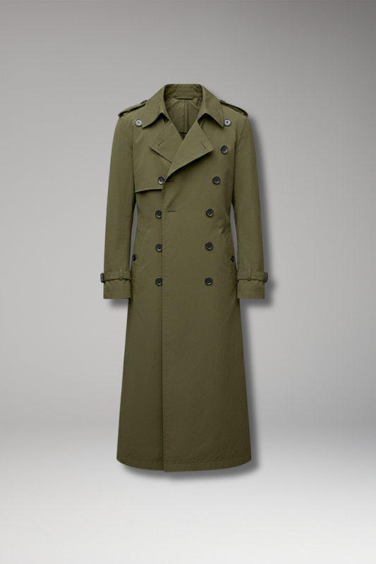 Men's Trench Coat Belted Button Front Design - VibreMode
