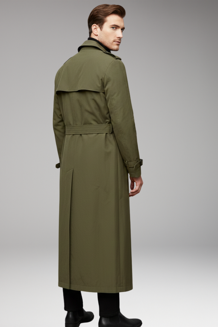 Men's Trench Coat Belted Button Front Design