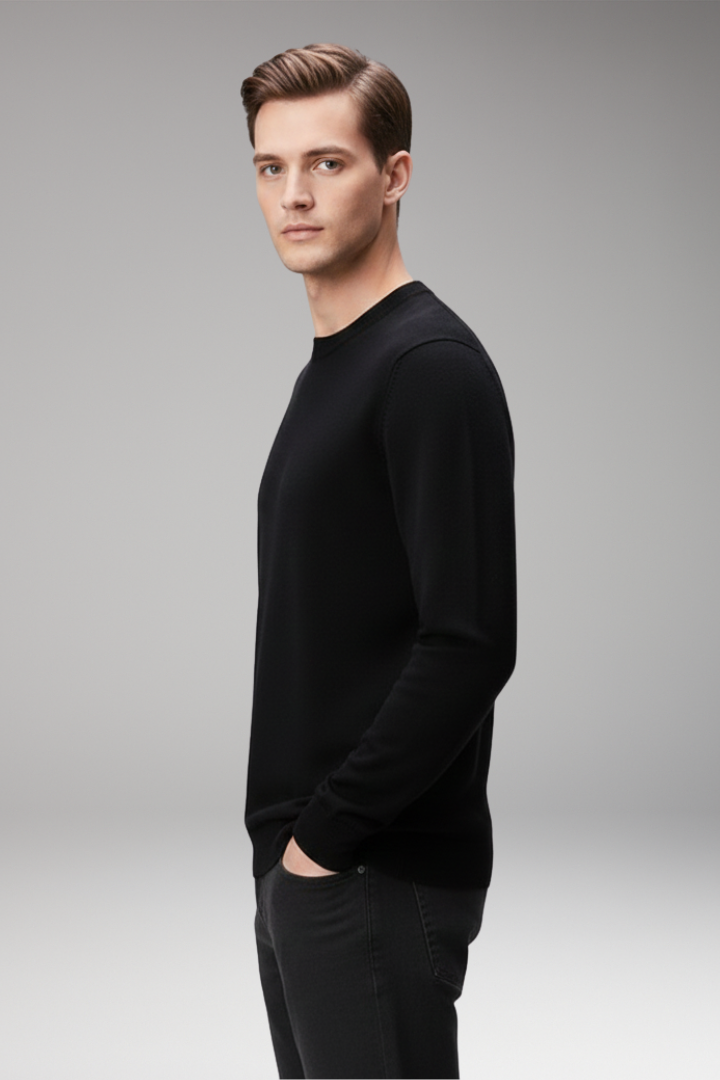 Men's Crew Neck Pullover Shirt Straight Hem