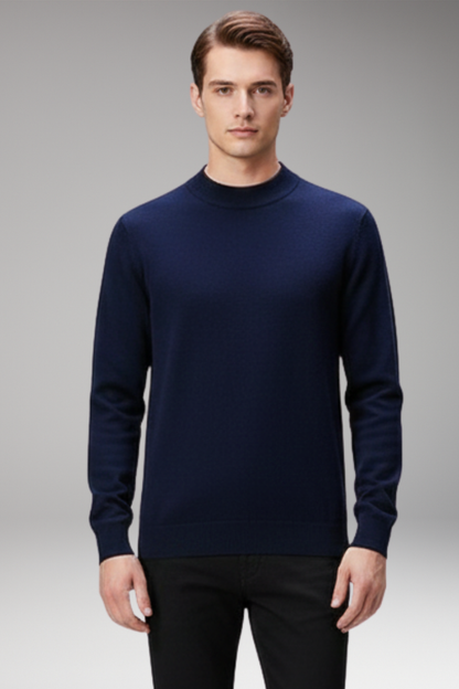 Men's Crew Neck Pullover Shirt Straight Hem