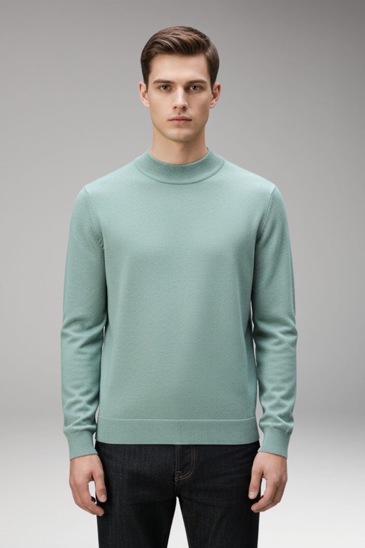 Men's Crew Neck Pullover Shirt Straight Hem