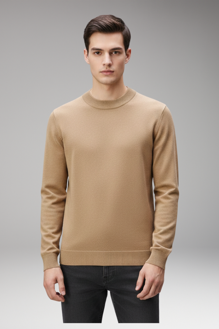 Men's Crew Neck Pullover Shirt Straight Hem
