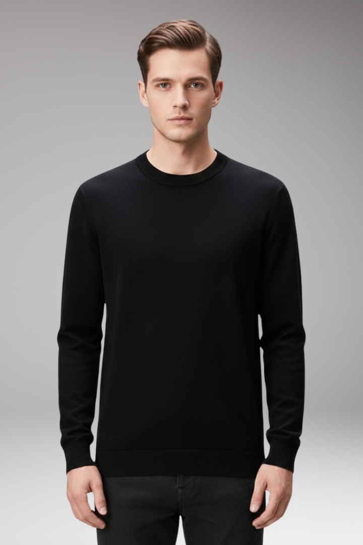 Men's Crew Neck Pullover Shirt Straight Hem
