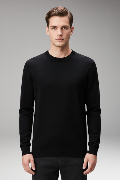 Men's Crew Neck Pullover Shirt Straight Hem