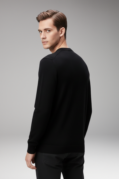 Men's Crew Neck Pullover Shirt Straight Hem
