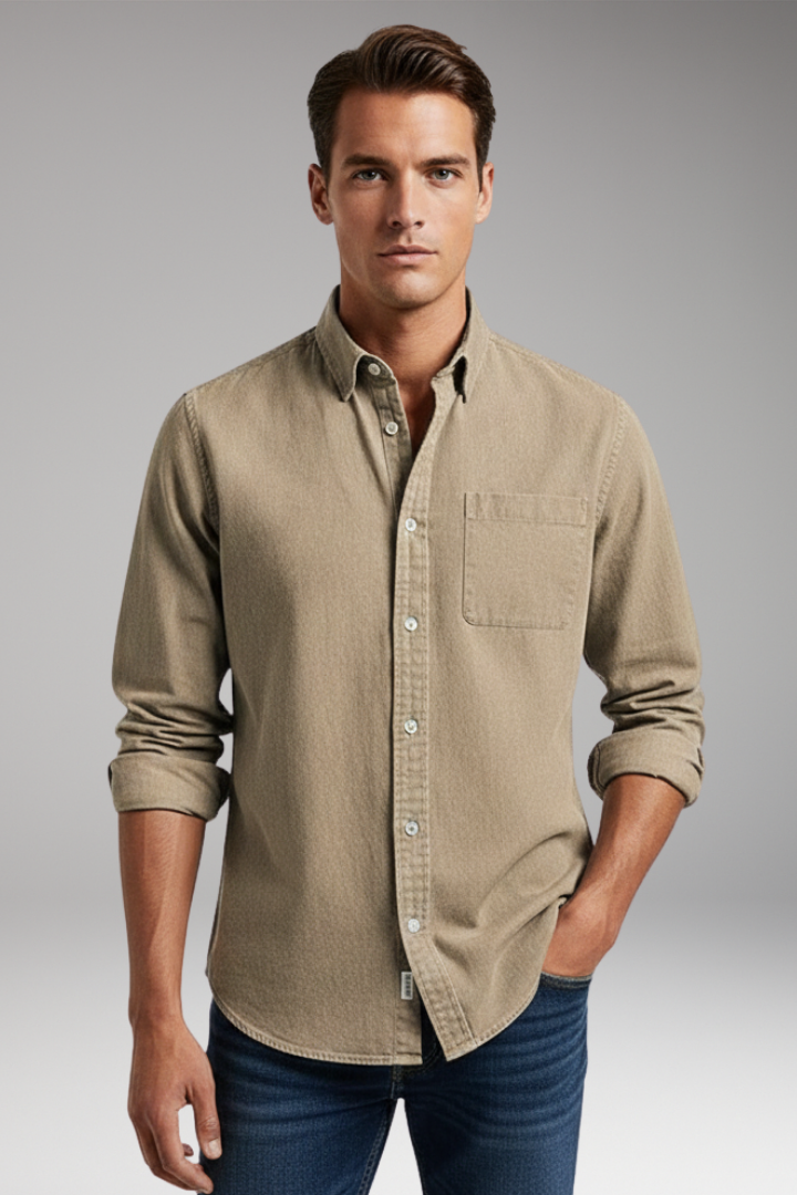 Men's Notched Collar Button Front Shirt