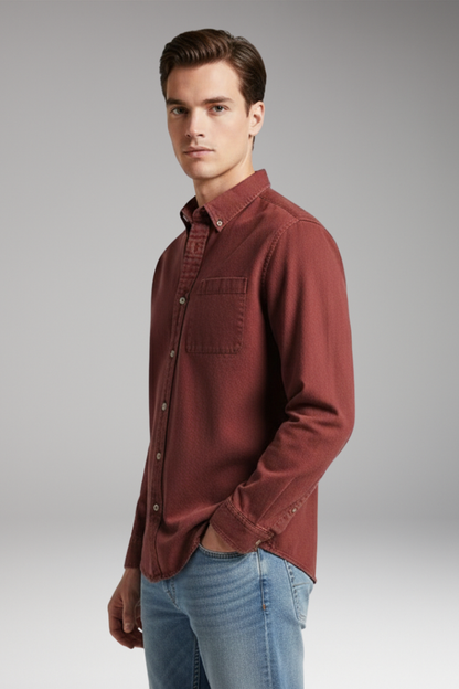 Men's Notched Collar Button Front Shirt