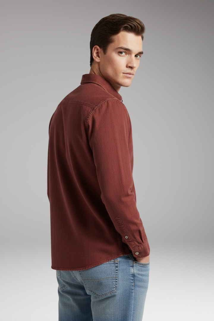 Men's Notched Collar Button Front Shirt