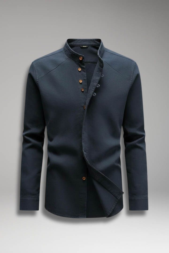 Men's Stand Collar Button Front Shirt - VibreMode