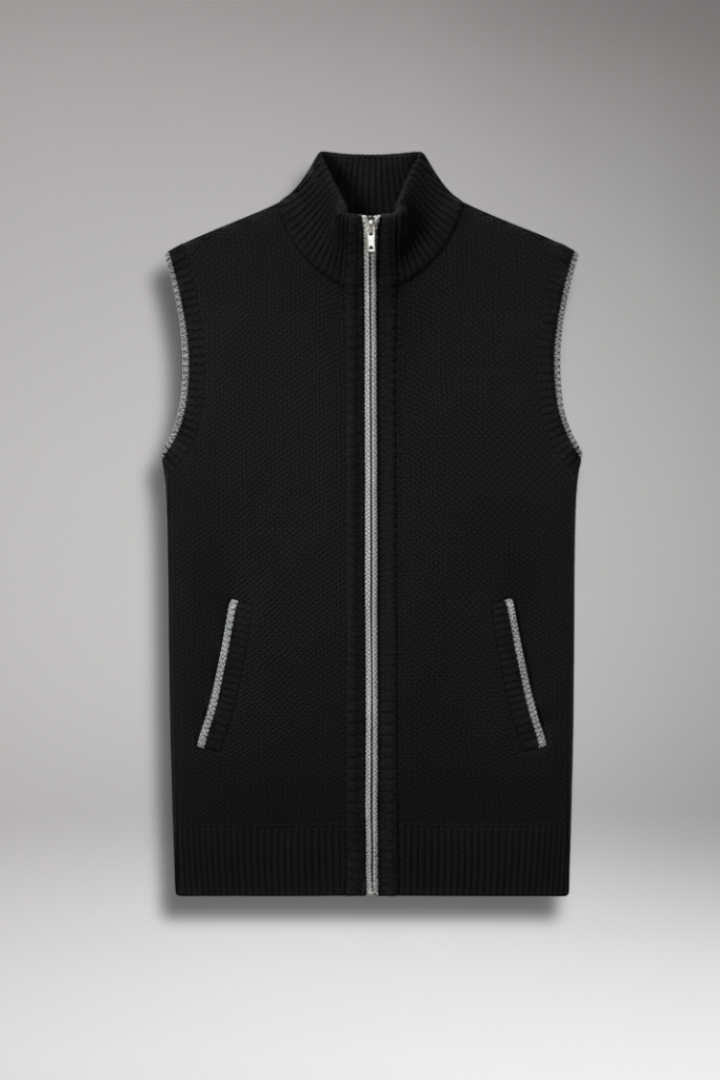 Men's Knitted Vest Sleeveless Plain Stand Collar - VibreMode