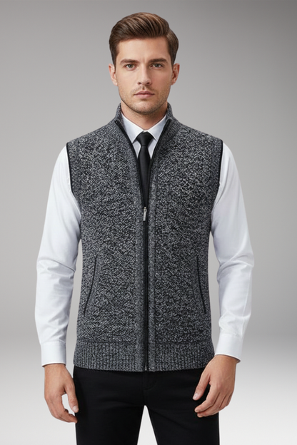 Men's Knitted Vest Sleeveless Plain Stand Collar