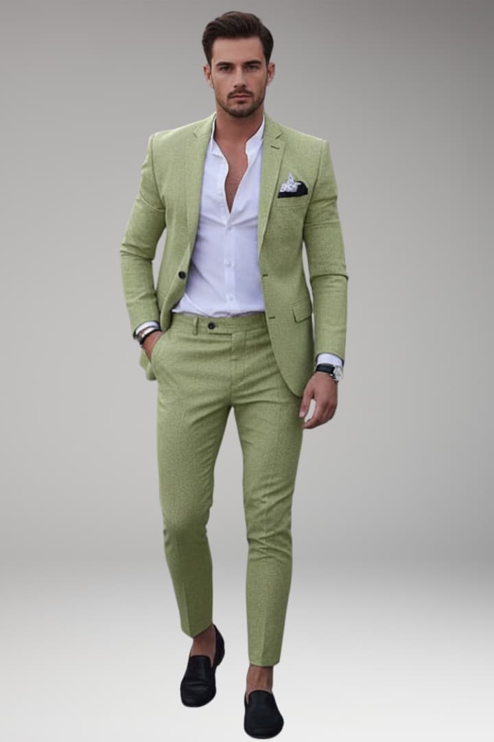 Men's Suit Set Blazer Straight Pants
