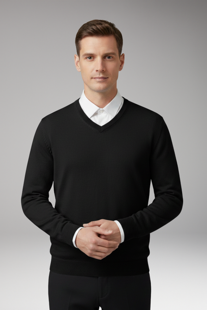 Men's Crew Neck Sweater Ribbed Hem