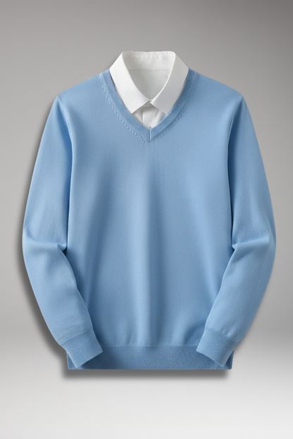 Men's Crew Neck Sweater Ribbed Hem - VibreMode