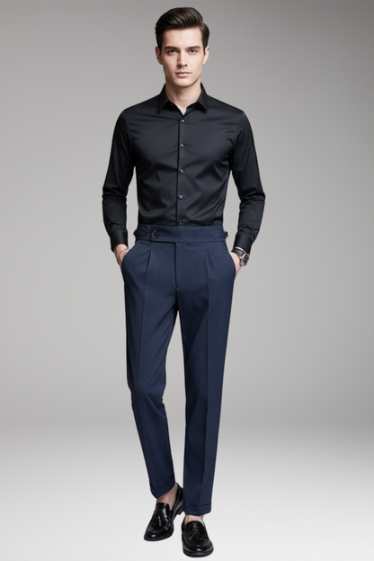 Men's Pleated Trousers With Waist Tabs