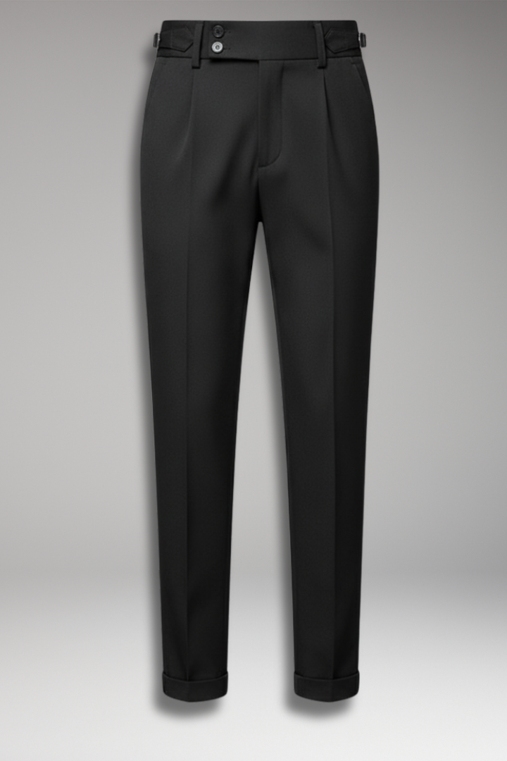 Men's Pleated Trousers With Waist Tabs - VibreMode
