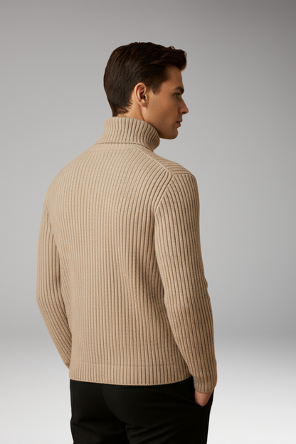 Men's Turtleneck Sweater Ribbed Knit