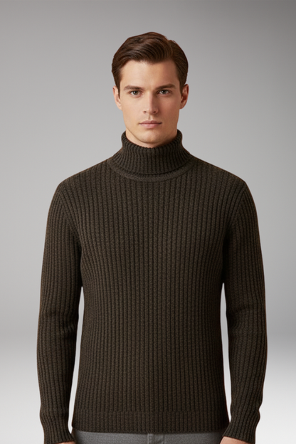 Men's Turtleneck Sweater Ribbed Knit