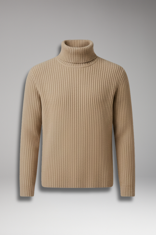 Men's Turtleneck Sweater Ribbed Knit - VibreMode