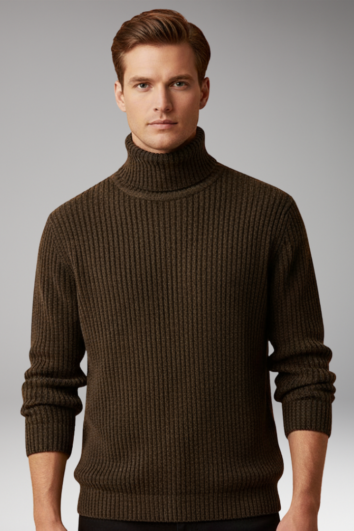 Men's Turtleneck Sweater Ribbed Knit