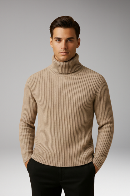 Men's Turtleneck Sweater Ribbed Knit