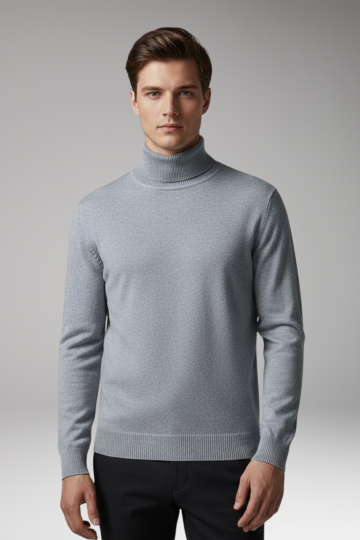 Men's Turtleneck Sweater Ribbed Knit Narrow Fit