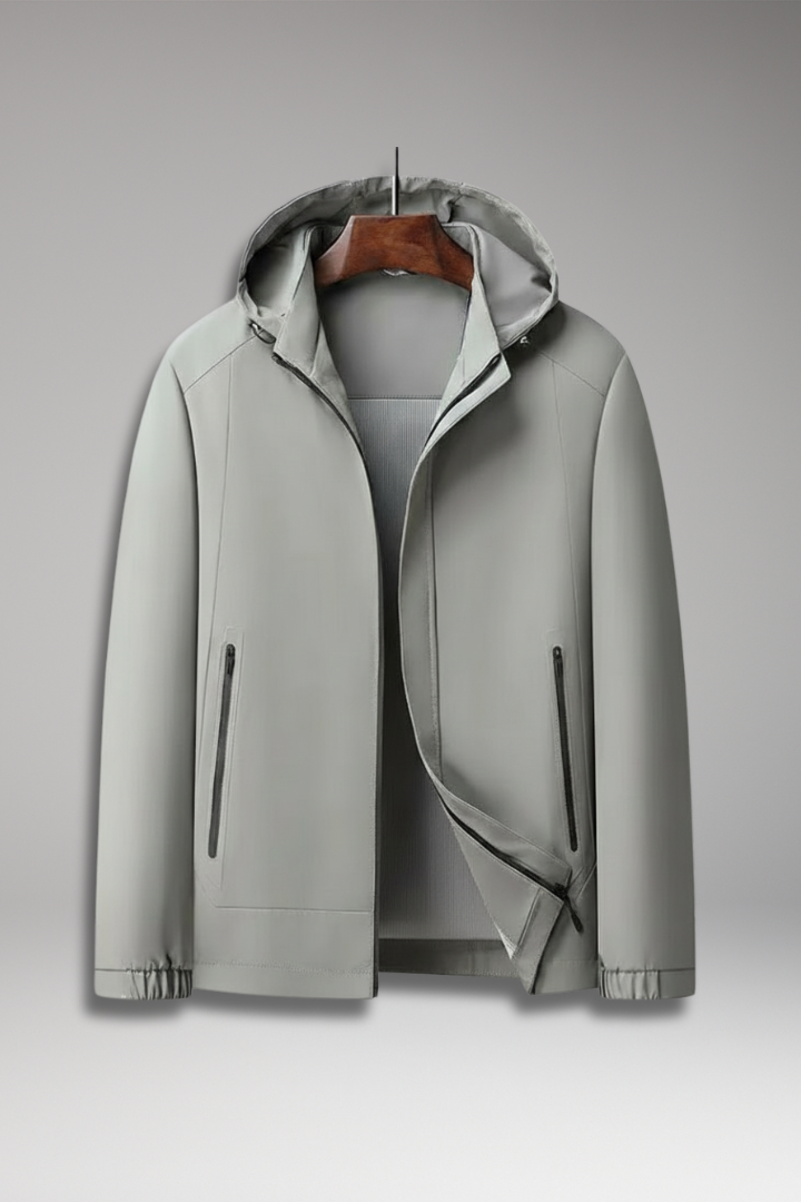 Men's Windproof Jacket Hooded Zippered Pockets - VibreMode