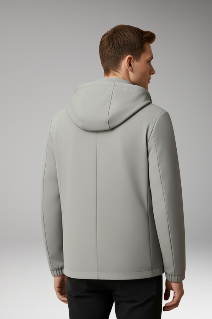 Men's Windproof Jacket Hooded Zippered Pockets