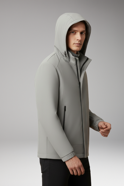 Men's Windproof Jacket Hooded Zippered Pockets