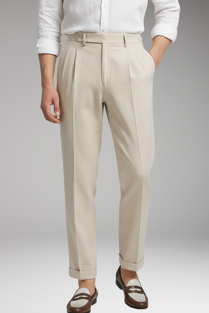 Men's Pleated Work Pants High Waist