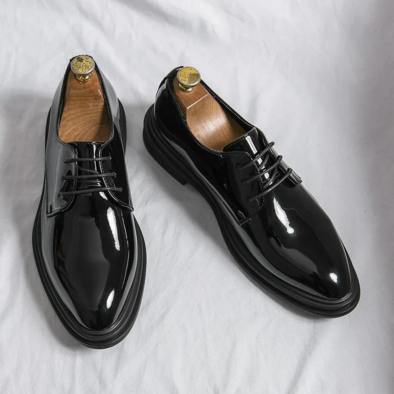Men's Lace-Up Dress Shoes Formal Leather Black - VibreMode
