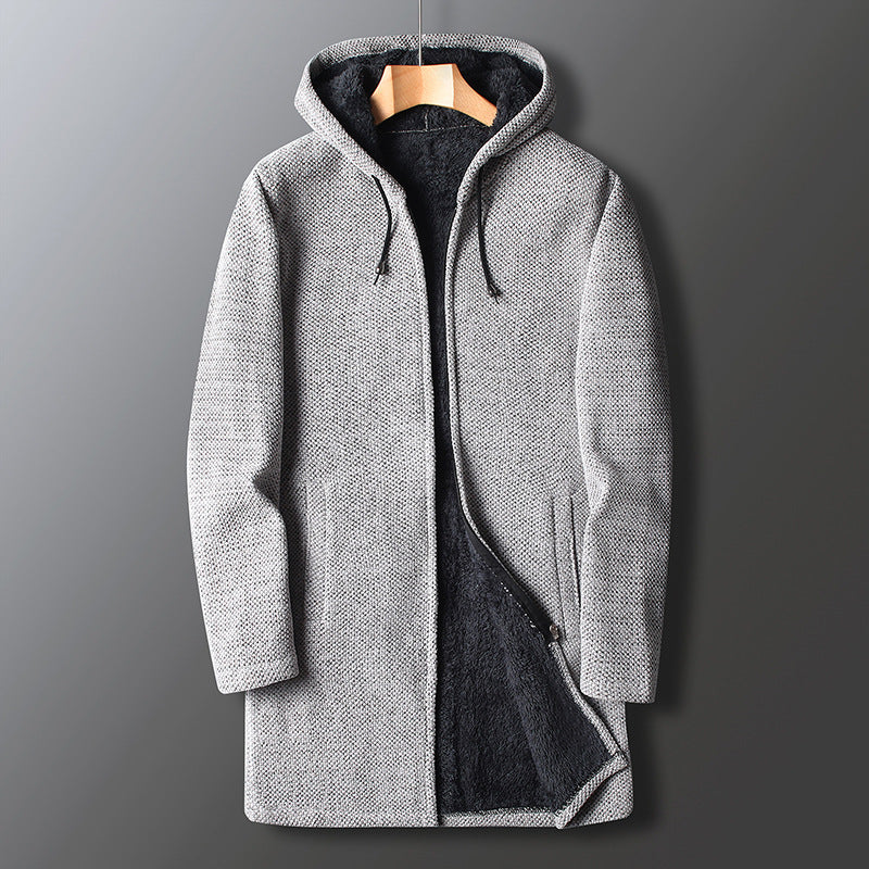 Men's Full-Length Hooded Coat Relaxed Fit Warm - VibreMode