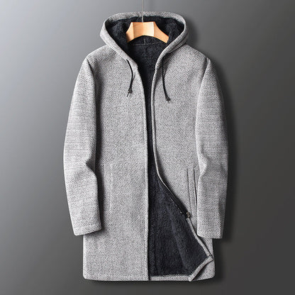 Men's Full-Length Hooded Coat Relaxed Fit Warm - VibreMode