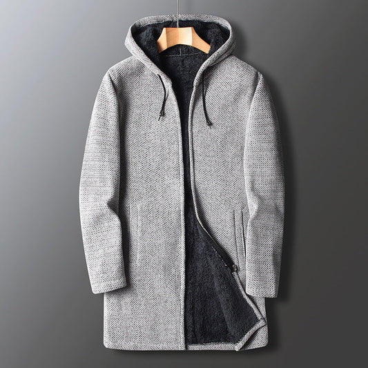 Men's Full-Length Hooded Coat Relaxed Fit Warm - VibreMode