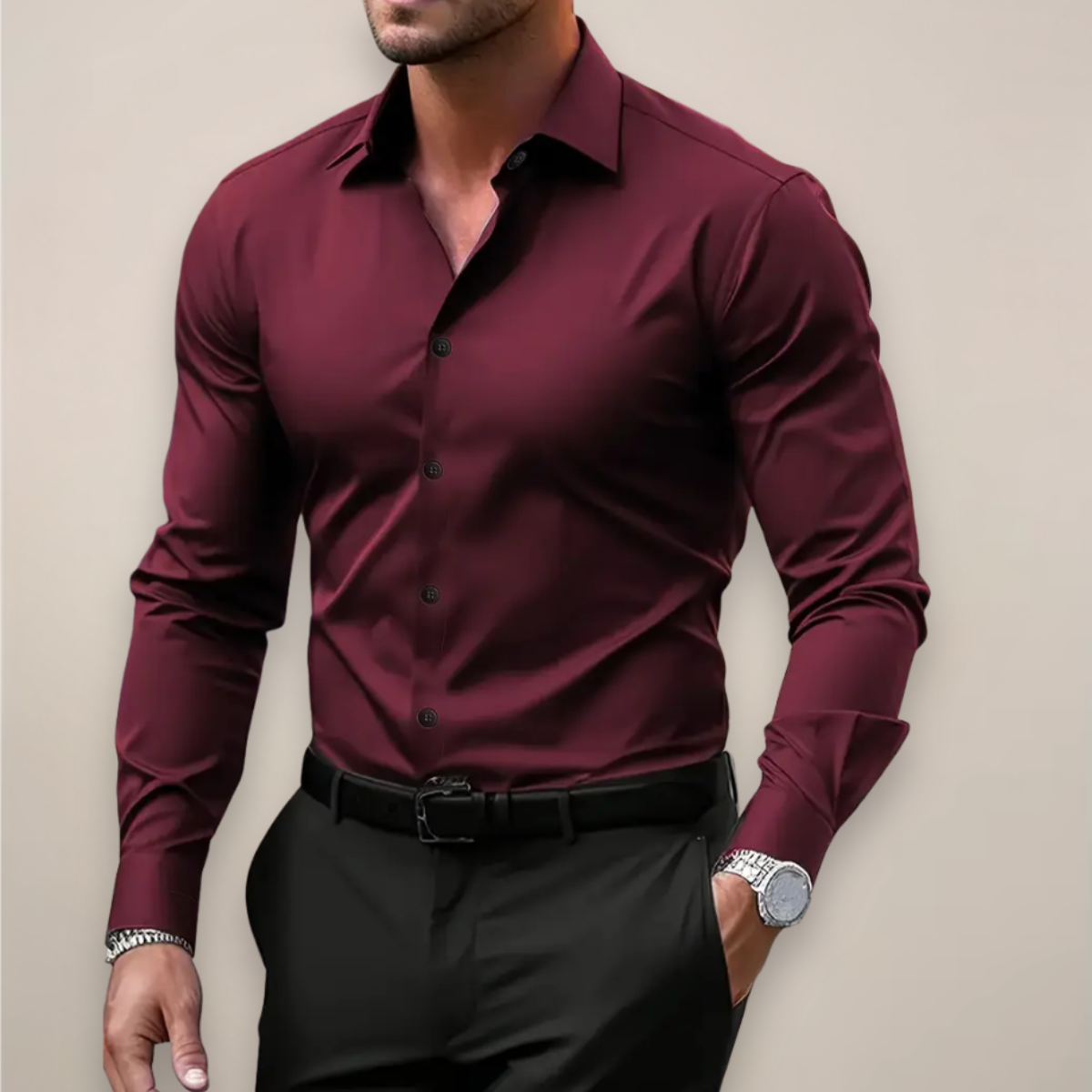 Stylish Men's Slim Fit Spring Dress Shirt