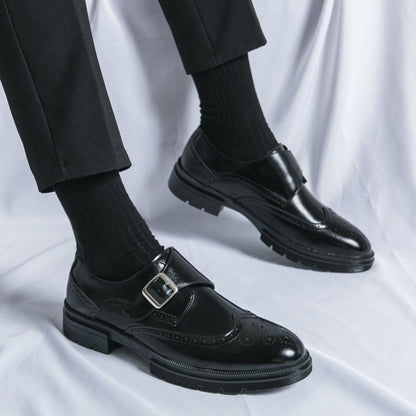 Men's Leather Monk Strap Dress Shoes Black