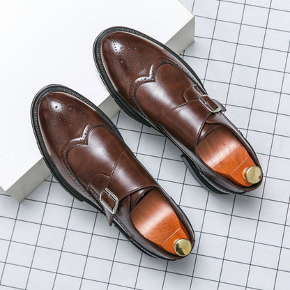 Men's Leather Monk Strap Dress Shoes Black
