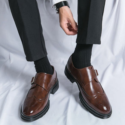 Men's Leather Monk Strap Dress Shoes Black