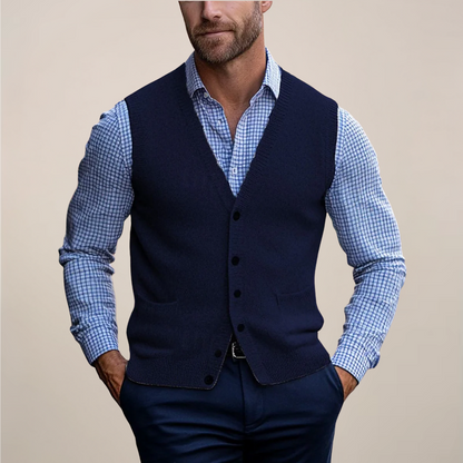 Men's Formal V Neck Vest Button Front