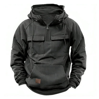 Men's Zipper Hoodie Chest Pocket Cotton