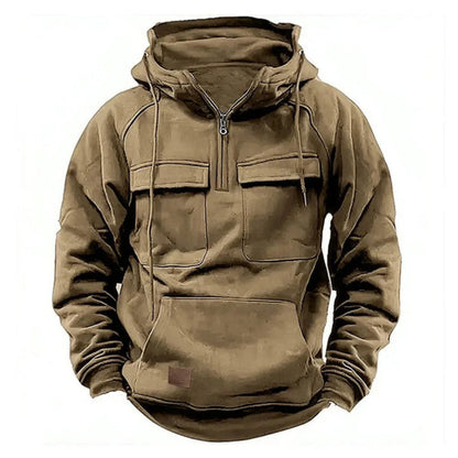 Men's Zipper Hoodie Chest Pocket Cotton