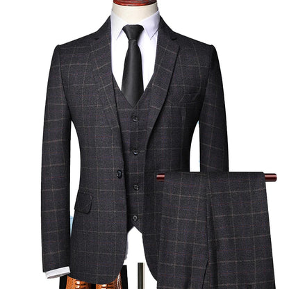 Men's Classic Plaid Spring Blazer Suit Set