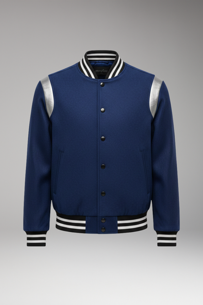 Men's Bomber Jacket Contrasting Sleeves Secure Buttons - VibreMode
