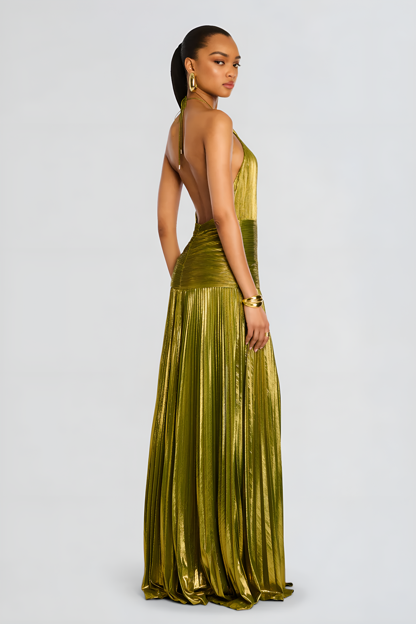 Elegant Ladies flowy Pleated Evening Gown Dress