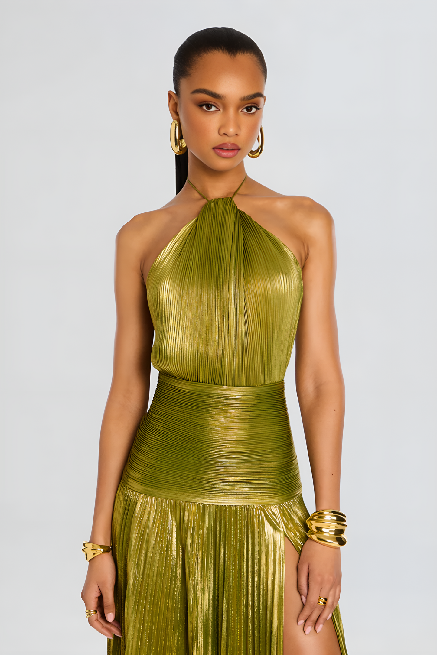 Elegant Ladies flowy Pleated Evening Gown Dress
