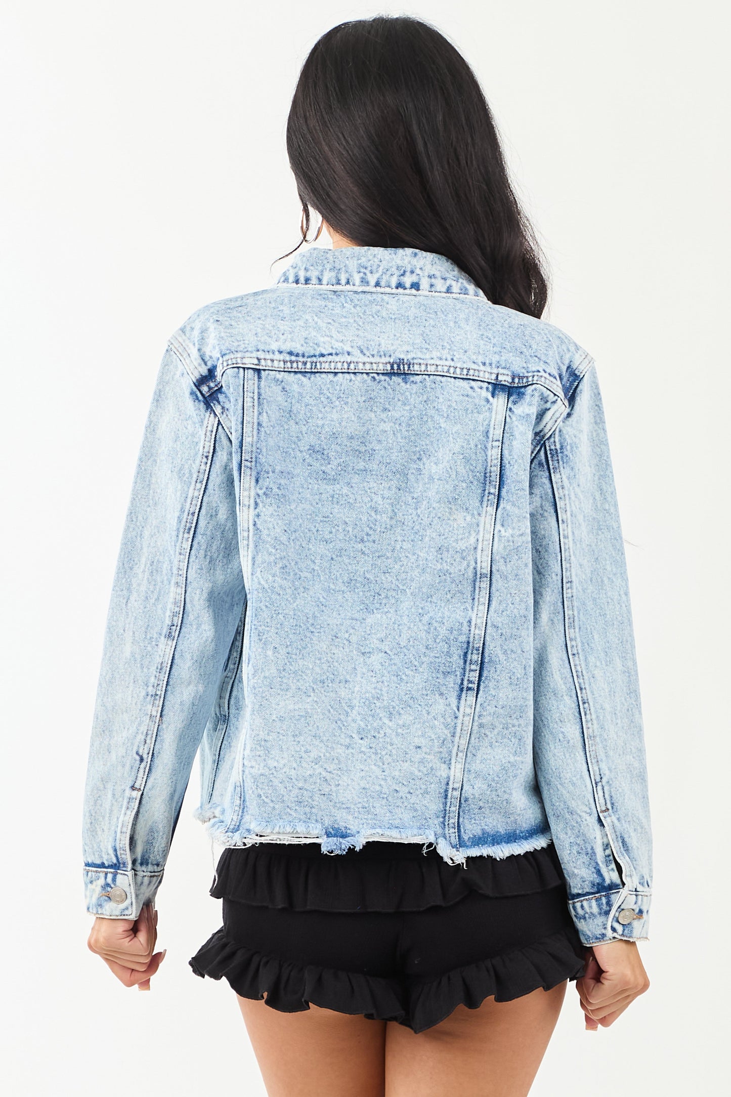 Women's Denim Jacket Acid Wash Lightweight Blue