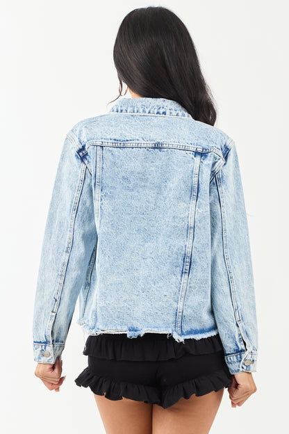 Women's Denim Jacket Acid Wash Lightweight Blue